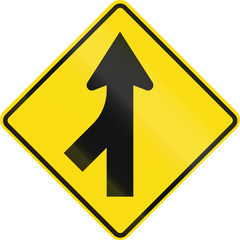 New Zealand road sign PW-4 - Merging traffic from left