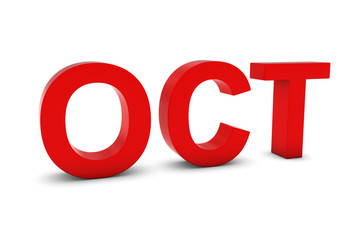 OCT Red 3D Text - October Month Abbreviation on White