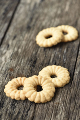Butter cookies on wood plate