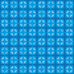 Geometric fun pattern with dark and light blue circular and rhomboid shapes