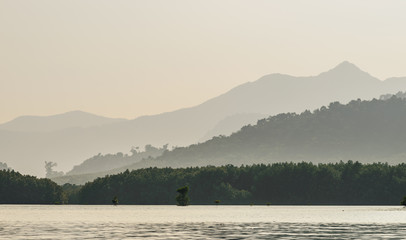 Layers of mountain ridges silhouettes