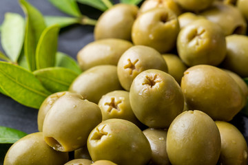 pile of green olives