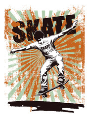 skate stencil poster with acrobat rider