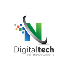 Digital Technology Letter N Logo