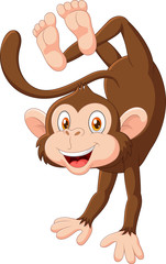 Fototapeta premium Kreskówka szczęśliwy taniec małpa