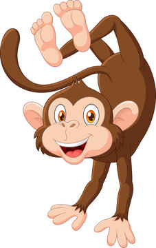 Cartoon happy monkey dancing