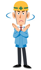 拒否する建築現場作業員