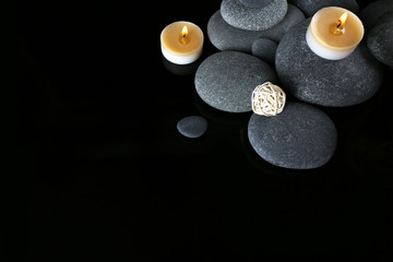 Set for spa procedures on black background
