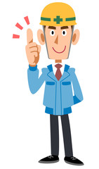 要点を説明する建築現場作業員
