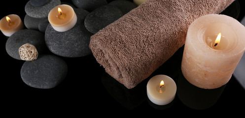 Set for spa procedures on black background