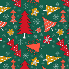 Seamless pattern with a Christmas tree