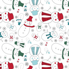 A cute snowmen seamless pattern. vector illustration