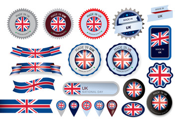Fototapeta premium Made in UK Seal, United Kingdom Flag (Vector Art)