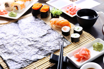 The process of making sushi and rolls