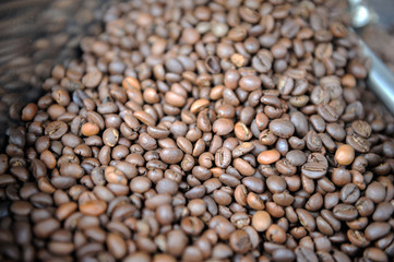 Close-up of coffee beans background.