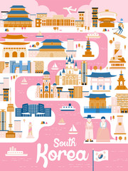 Naklejka premium South Korea travel poster