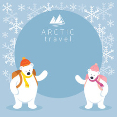 Couple Arctic Polar Bear Backpacker Frame, Background, Winter, Nature Travel and Wildlife