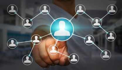 Businessman using modern social network