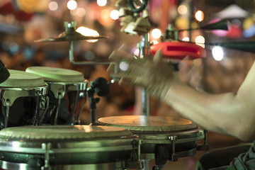Fototapeta na wymiar Hands on percussion, Street music background