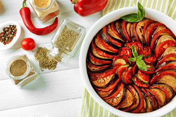 Ratatouille - traditional French Provencal vegetable dish cooked in oven