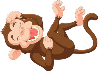 Fototapeta premium Śmieszna małpa kreskówka śmiejąc się