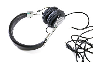 Black headphones isolated on white