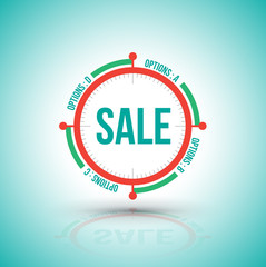 Circle sale banner clock style with options.
