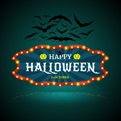 Happy Halloween banner with bat.