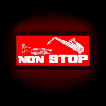 sign non-stop music with trumpet and saxophone