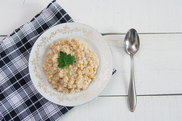 oatmeal on a white plate