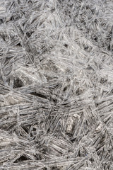 Ice Crystal Texture. Thin ice crystal texture of a mountain stream. Ice Crystal Texture.