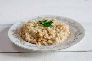 oatmeal on a white plate