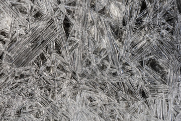 Ice Crystal Texture. Thin ice crystal texture of a mountain stream. Ice Crystal Texture.