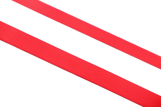 two red diagonal ribbons, isolated on white