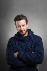 Bearded Man wearing blue sweater