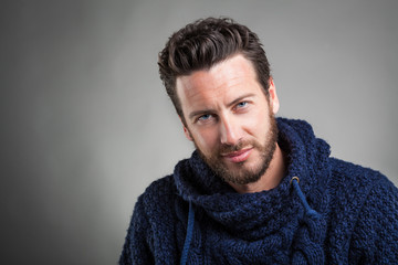 Obraz premium Bearded Man wearing blue sweater