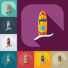 Flat modern design with shadow icons surf board