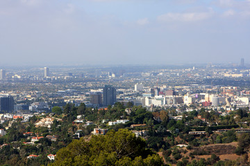 Fototapeta na wymiar View of Los Angeles from the hill, USA