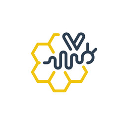 Honey bee elegant and dynamic logo. Beekeeping, honey production sign. Linear, flat design.