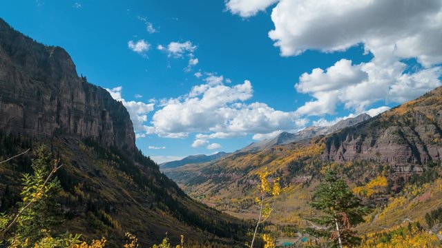 Telluride Colorado 4k Time-lapse Wide angle taken from the Bear Pass Fall Foliage Colors 