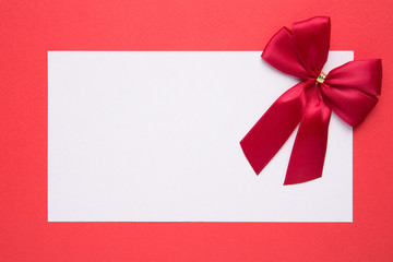 Blank Christmas card with bow