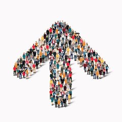 crowd people  shape  arrow direction