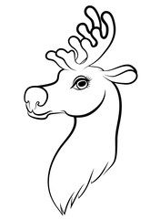 Contour cartoon muzzle reindeer