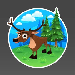 Cartoon deer in the forest