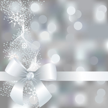 Silver Winter Background With Snowflakes