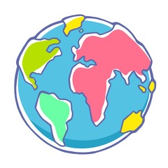 Vector colorful illustration of planet Earth on white background