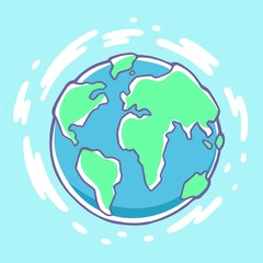 Vector colorful illustration of planet Earth on blue background