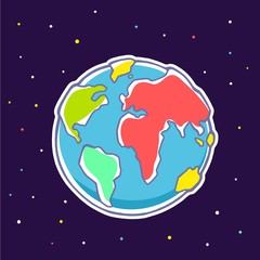Vector colorful illustration of planet Earth on dark background