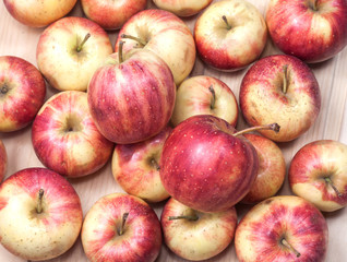 apples on  wood background.