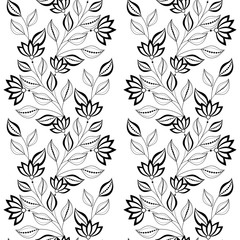 Vector Seamless Monochrome Floral Pattern